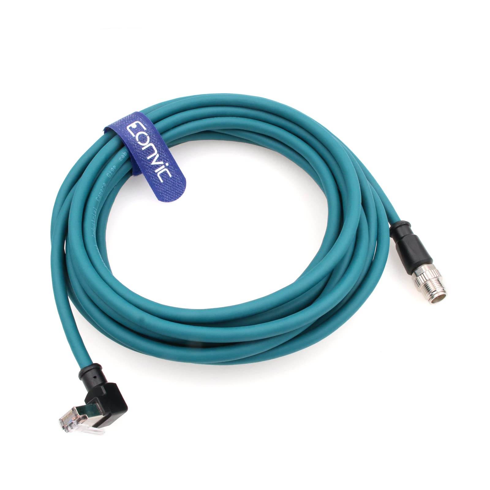 Eonvic Ethernet Shielded Cable M12 X-Type 8 Position to RJ45 Waterproof Industrial Network High Flex Cable for Cognex