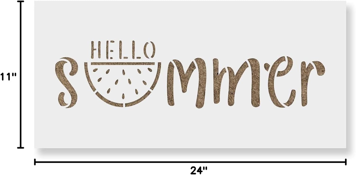 Hello Summer Watermelon Stencil - Perfect for Bright and Sunny Summer Decor