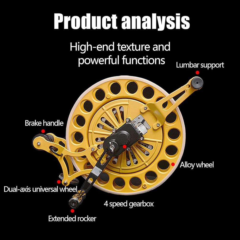 KK-GAL Professional Kite String Reel for Big Kites, Hand Hold Steady Metal Roller with Gloves, Heavy Duty Kite Reel Winder, Kite String Line Reel Winder with Lockable Grip,Yellow kit b