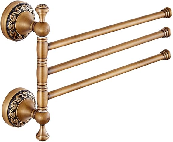 Weare Home Soporte de Pared de latón con Acabado de Bronce Antiguo, para taladrar 3 Brazos, toallero Giratorio, Estilo Retro Vintage Antiguo para ...