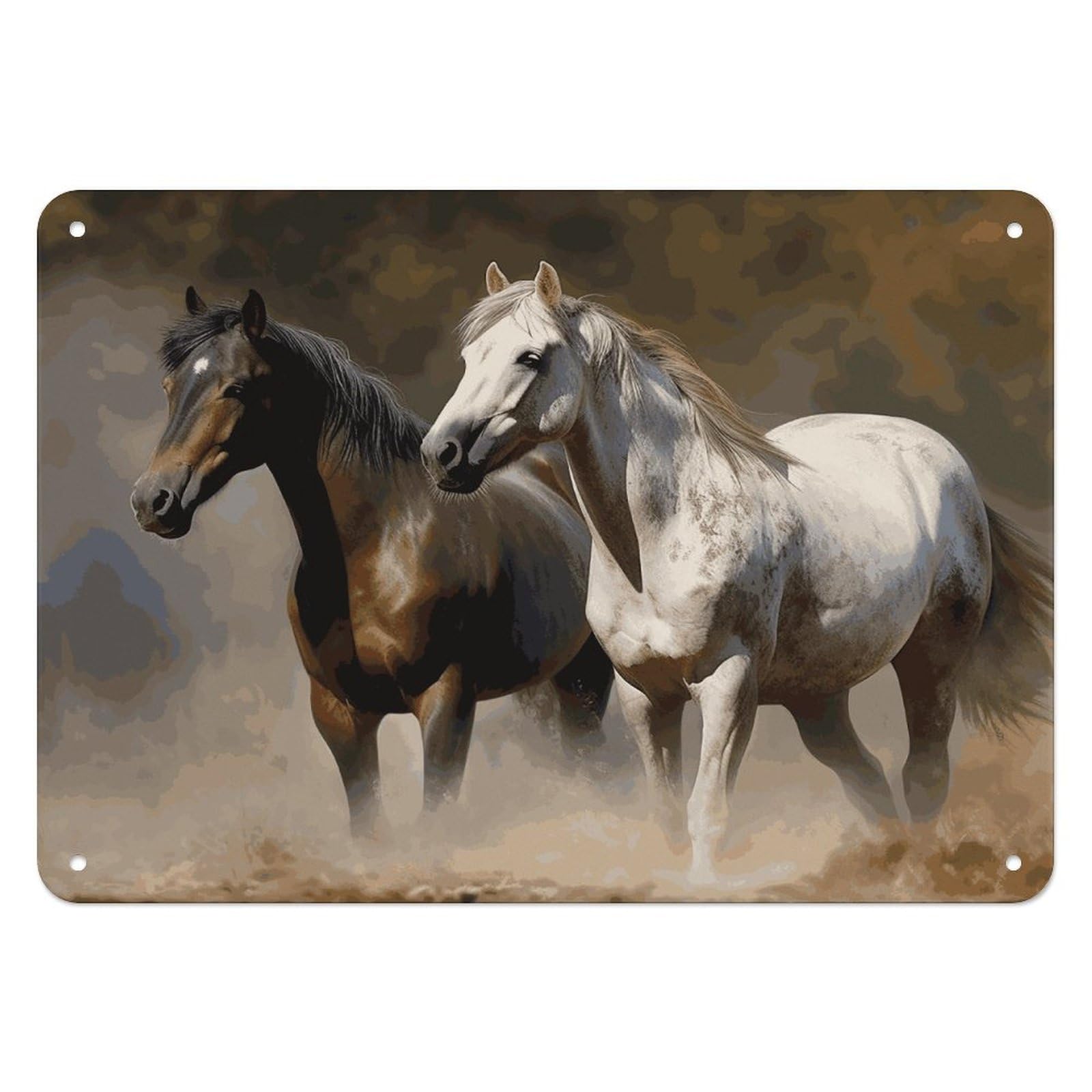 Btcowzrv Style Horses Animals2 Metal Sign, 5.5" X 7.9" Tin Wall Decor, Wall Art Plaques For Home Wedding Decor Room Living Room Decoration