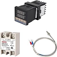 Vista 8 de 1 juego REX-C100 controlador de temperatura PID digital K termostato de entrada + salida SSR 10DA 25DA 40DA + termopar K sonda 3.3 ft (SSR 10DA)