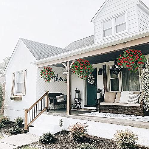 Inxugao Artificial Hanging Flower In Basket For Outdoor/Indoor Fake Silk Flower With 12 Inch Coconut Lining Hanging Basket Artificial Roses Vine Flower For Courtyard Lawn Garden Decor (Red Roses) #TOP2