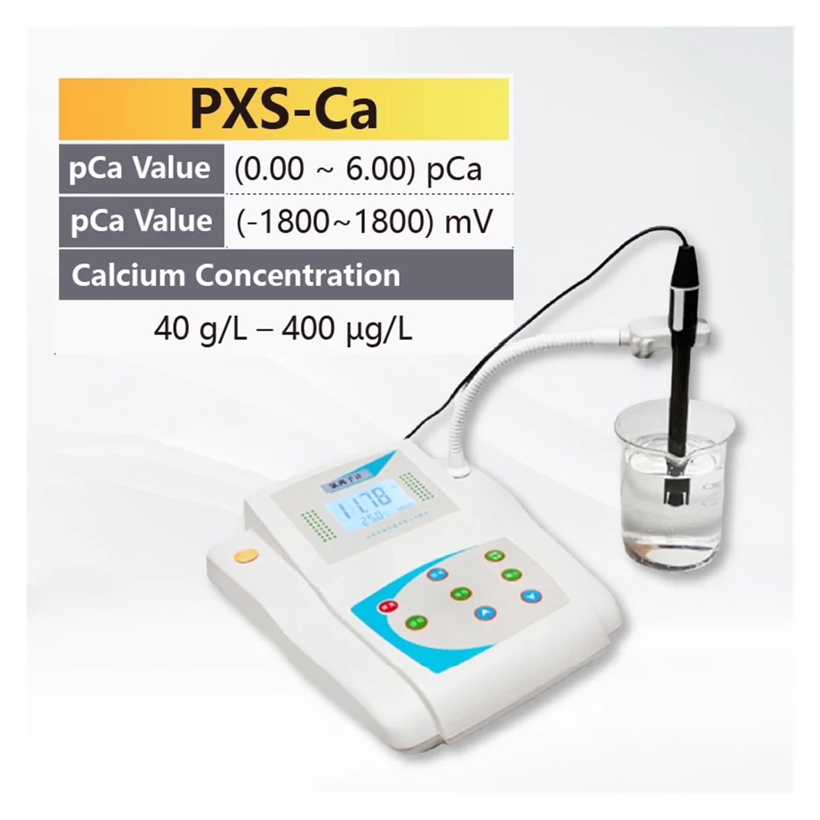 Medidor De Iones De Ca PXS-CO2 Analizador De Probador De Calidad Del Agua Con Pantalla LCD Probador De Concentración De Mesa Disuelta De CO2 para una lectura clara(PXS-Ca)