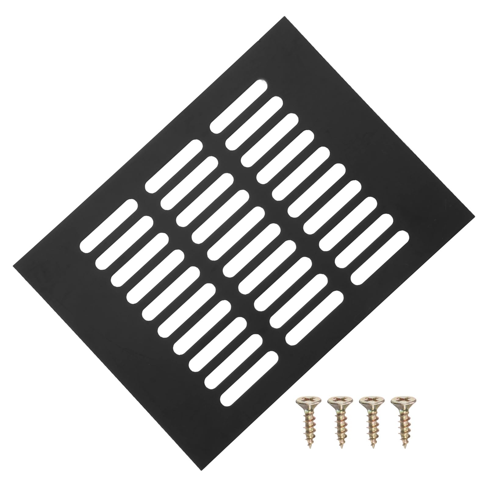 PATIKIL 8 x 6 Inch Door Air Vent Cover, Aluminum Grille Ventilation Cover with Mounting Screws for Cabinet Wardrobe Ceiling Door, Black