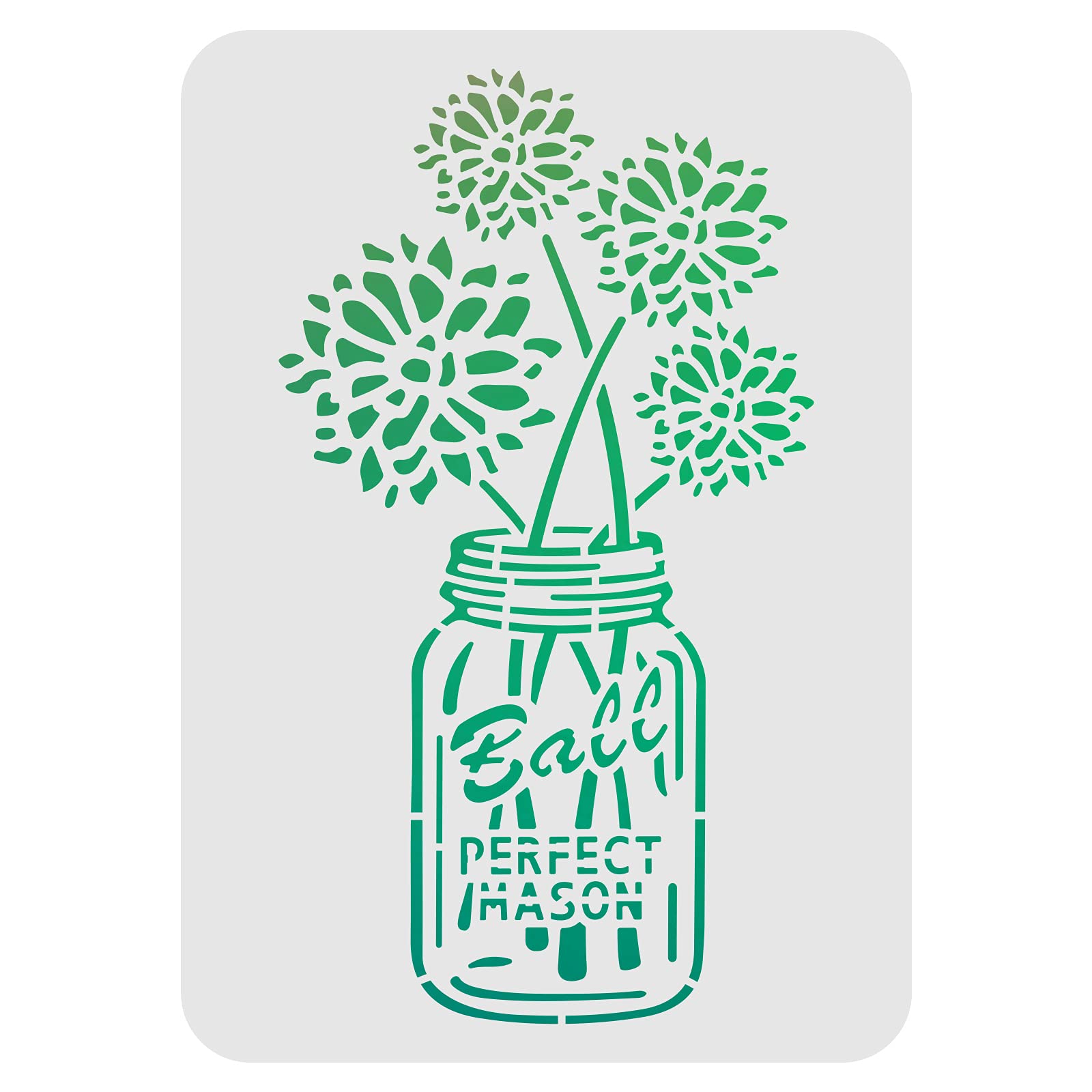 FINGERINSPIRE Mason Jar Floral Stencil 29.7x21cm Plastic Perfect Mason Jar Flower Drawing Painting Stencils Rectangle Reusable Stencils for DIY Mason Jar Floral Home Decor