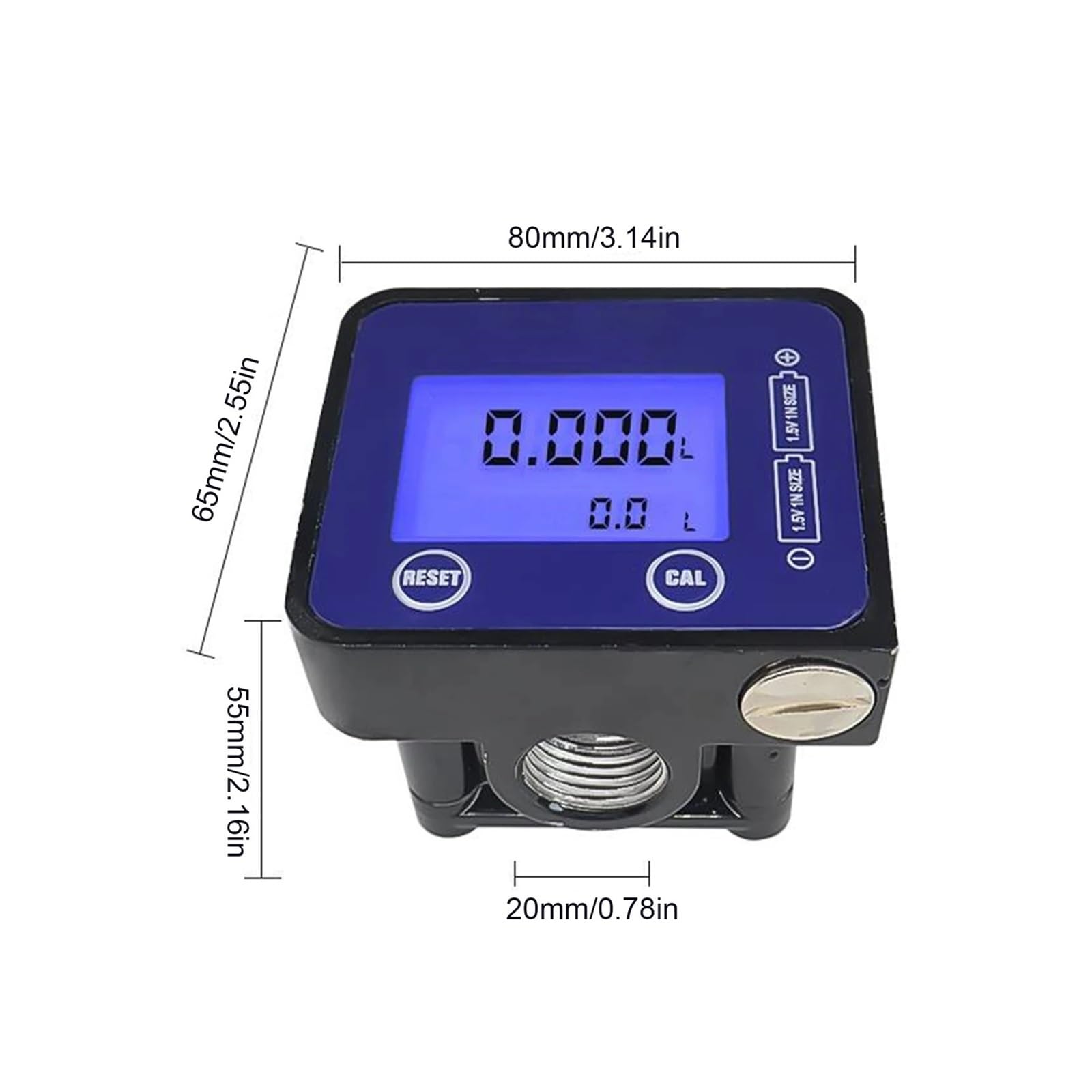 Pressímetro, presión digital Medidor de flujo LCD for gasolina, queroseno, agua combustible, precisión de ±0,5%, 1-30l/min, azul y negro