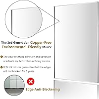 Vista 1 de Espejo de baño plateado de 20 x 36 pulgadas, espejo sin cobre, marco de aleación de aluminio, espejo rectangular montado en la pared, espejo moderno