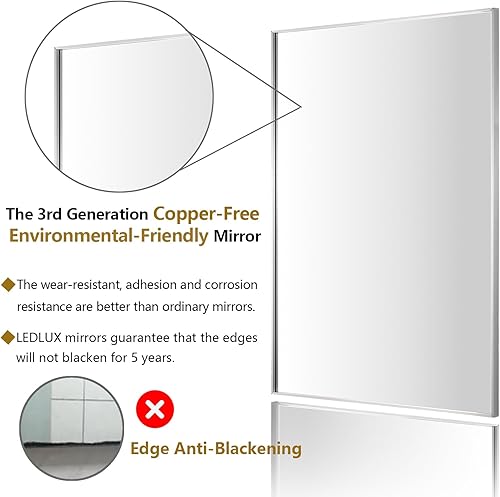 Miniatura 9 de Espejo de baño dorado de 27 x 36 pulgadas, espejo de tocador con marco de aleación de aluminio, espejo rectangular montado en la pared, espejo