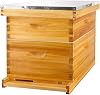 Honey Lake 10-Frame Beehives Starter Kit Complete Langstroth Hive with 1 Deep Brood Box & 1 Medium Super, Beeswax-Coated, Includes Beehive Frames & Waxed Foundation Sheets