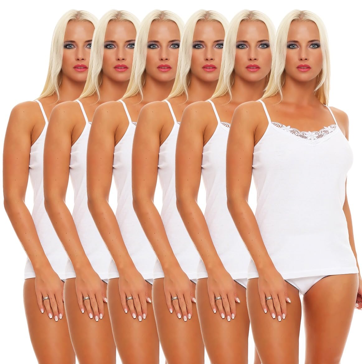 Cocain underwear 2 | 4 | 6 | 10 Stück Damen Unterhemden weiß 100% Baumwolle