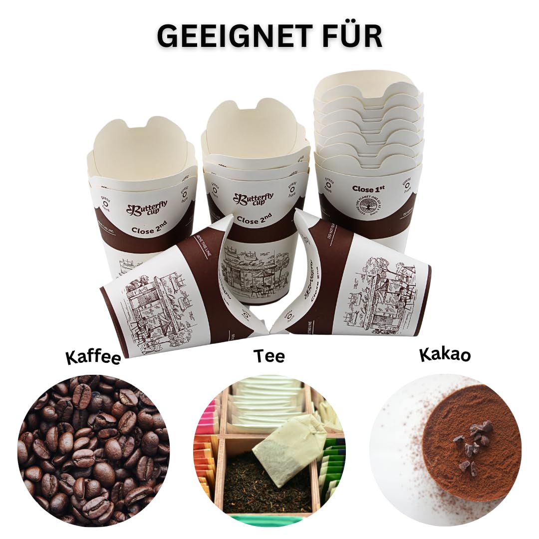 Enpack - 800 Stück Kaffeebecher mit Deckel - Papp Coffee To Go Behälter - 200ml/8 oz - Nachhaltiges Heiß und Kaltgetränk Gefäß - Umweltfreundlicher Alltagsbecher