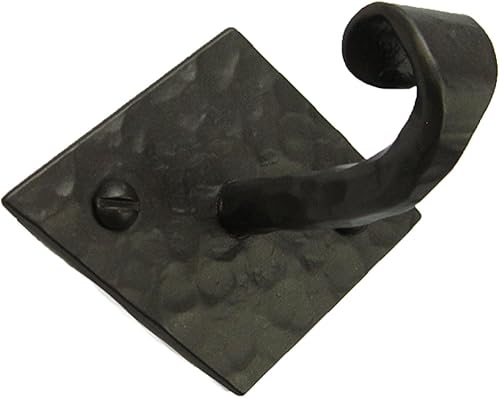 Gancho de hierro forjado con respaldo de diamante horizontal rústico BHH7 (negro)