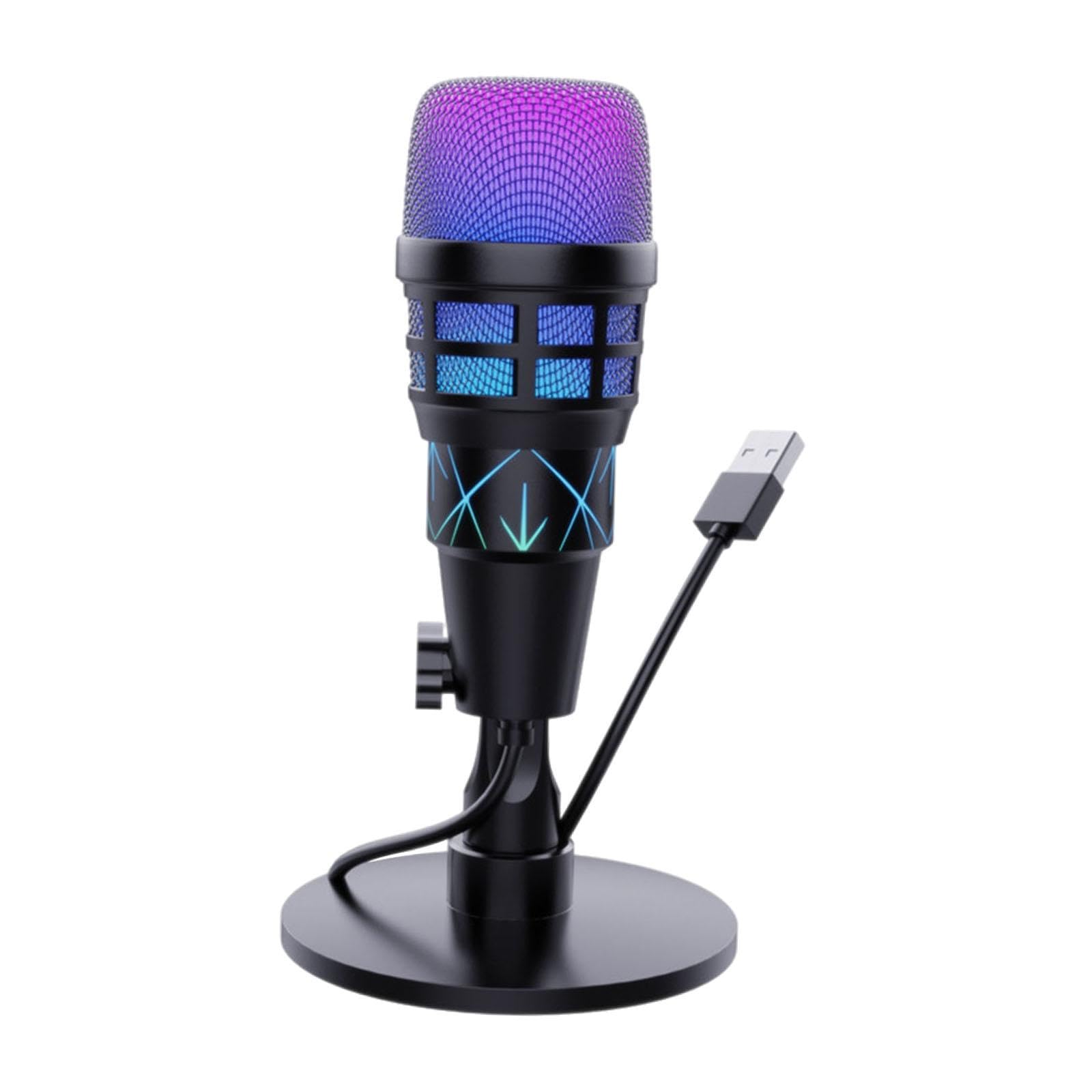 Microfono USB da Gioco per PC, Microfono a condensatore per Chat Online per Principianti, per Computer con riduzione del Rumore per Studio di, con Motivo
