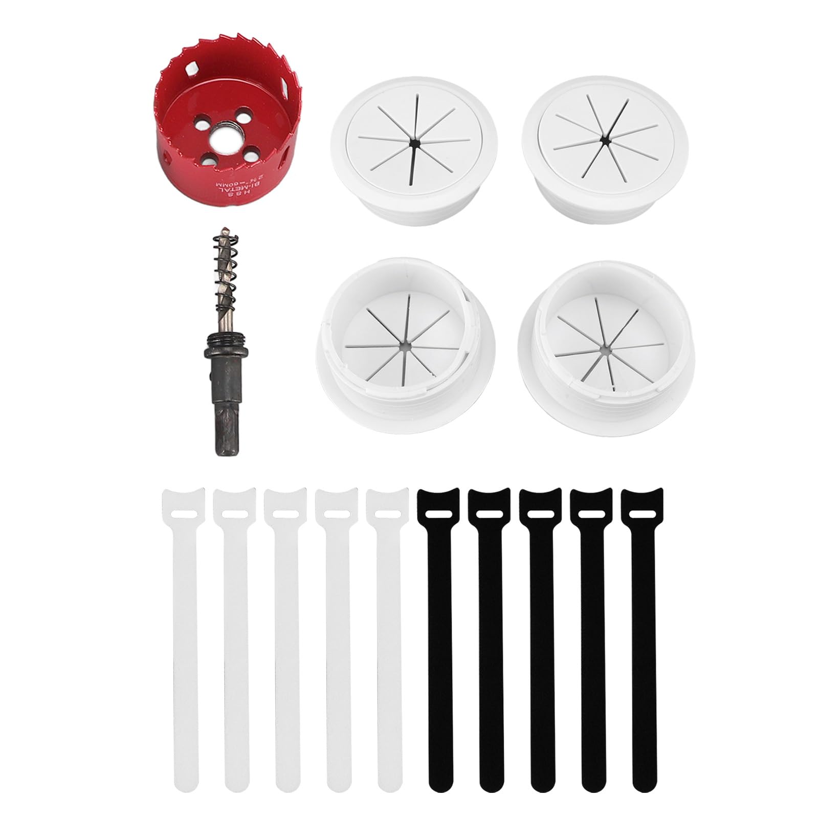 TV Cable Hiders for Wall TV Wire Hider with 4 PC Pass Throughs 1 Steel 60mm Hole Saw Drill 10 Ties for Wall Mounted TV, 2-38(60mm Hole) Cord Hider in Wall Cable Management Kit