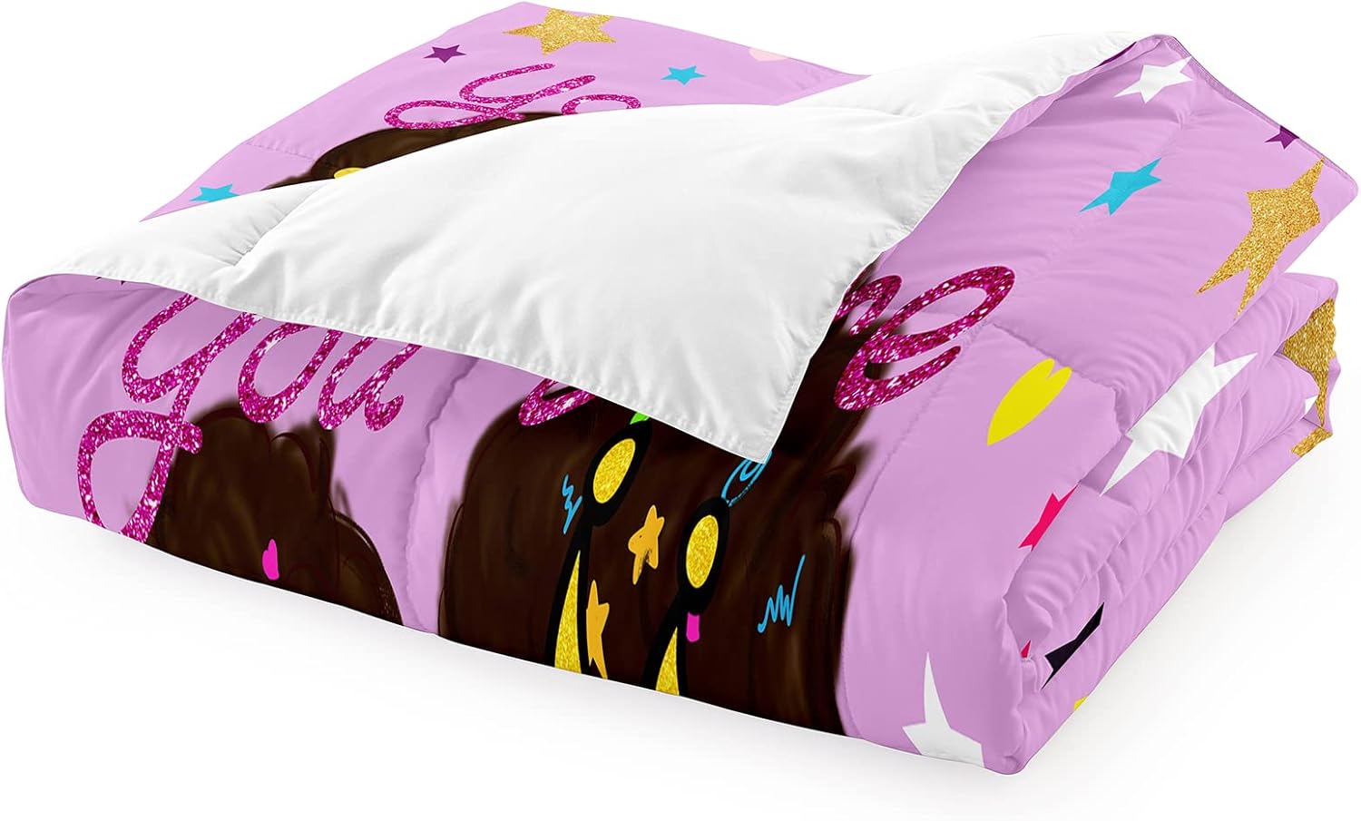 Black Girl Comforter Sets Twin -African Girls Comforter for Kids Cute Bedding Sets for Princess Room Decor for Girls Bedroom - Image 4