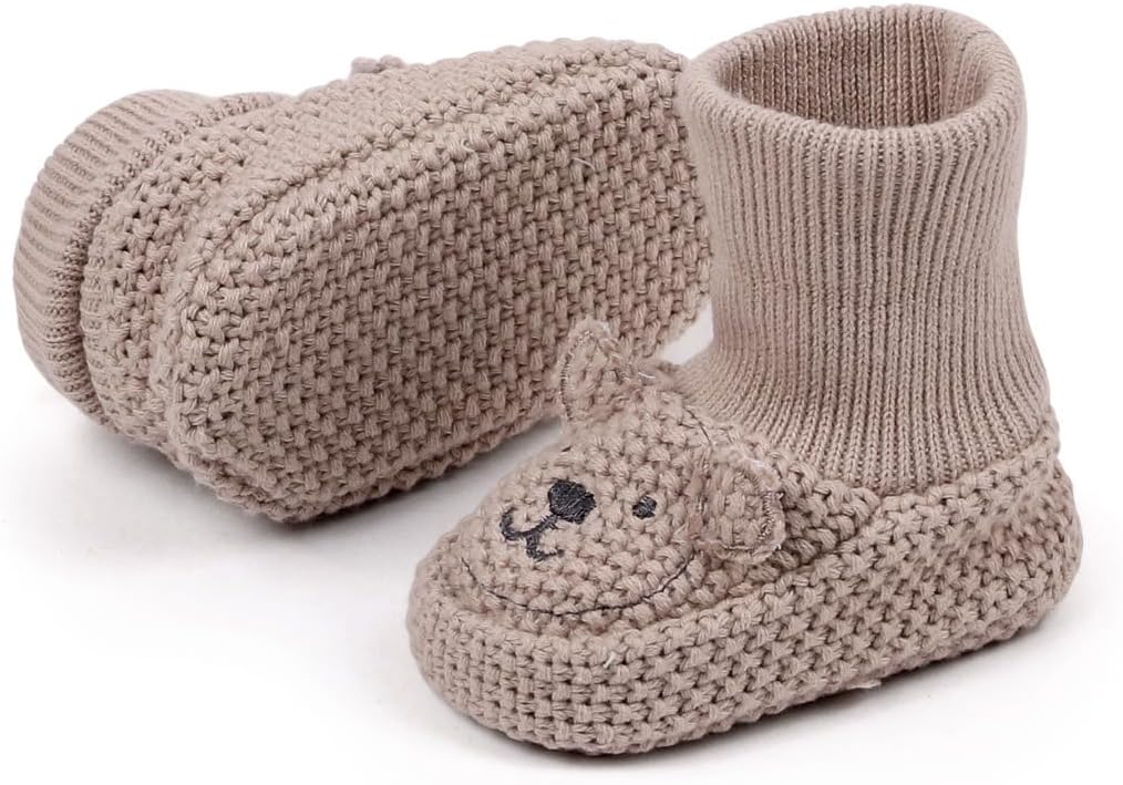 Newborn Baby Boys Girls Cozy Warm Booties Infant Cute Cartoon Knit Soft Socks Shoes for Baby Shower.
