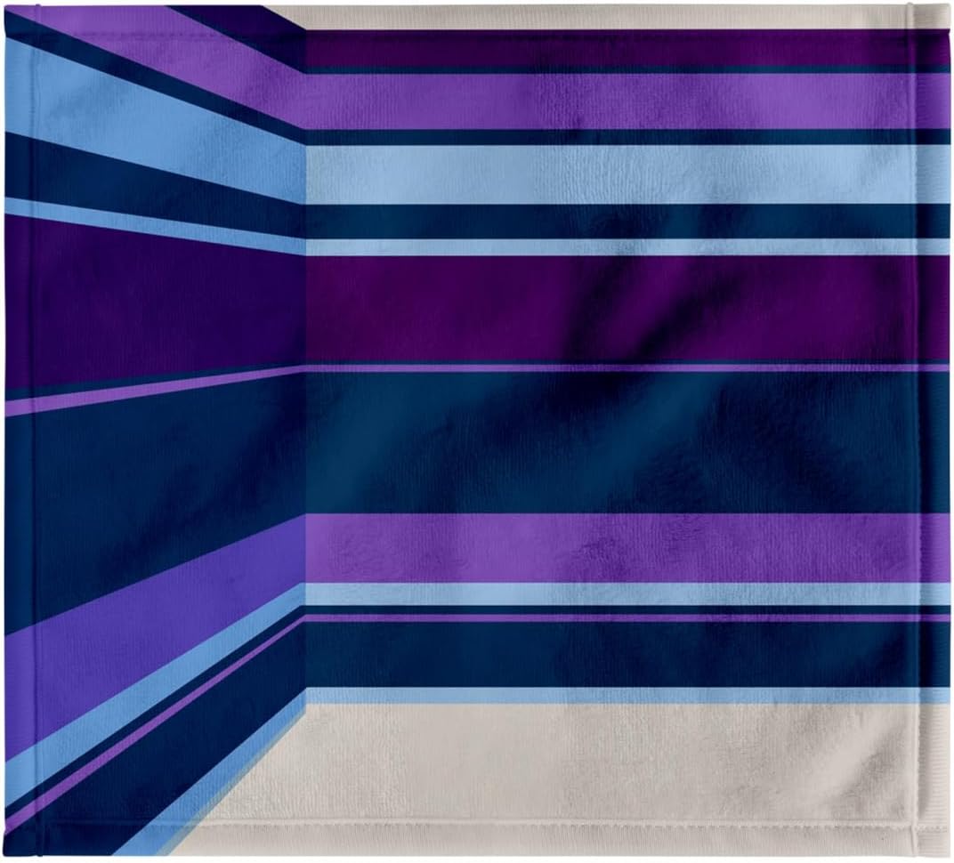 3dRose Purple, Blue, Teal Striped Corner Room Effect 22x30 Bath Hand Pool Towel