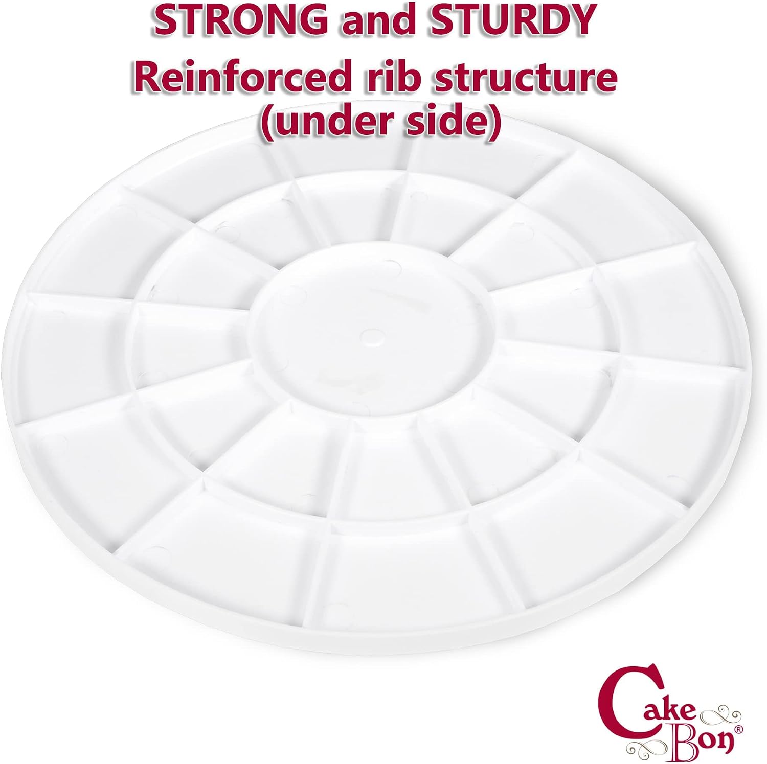 Cakebon Cake Boards Plastic – 10 Inch White Drums 1-Pack – Professional Cake Rounds