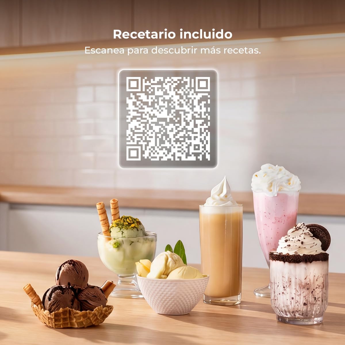 Cecotec Heladera Multifunción Capacidad 2,1L, 3 Tarrinas, Gelatec 2100. 500W, 11 Programas de Helado y Bebidas Granizadas, Tecnología CreamOn y Re-spin, Pantalla Táctil, Incluye Recetario Digital