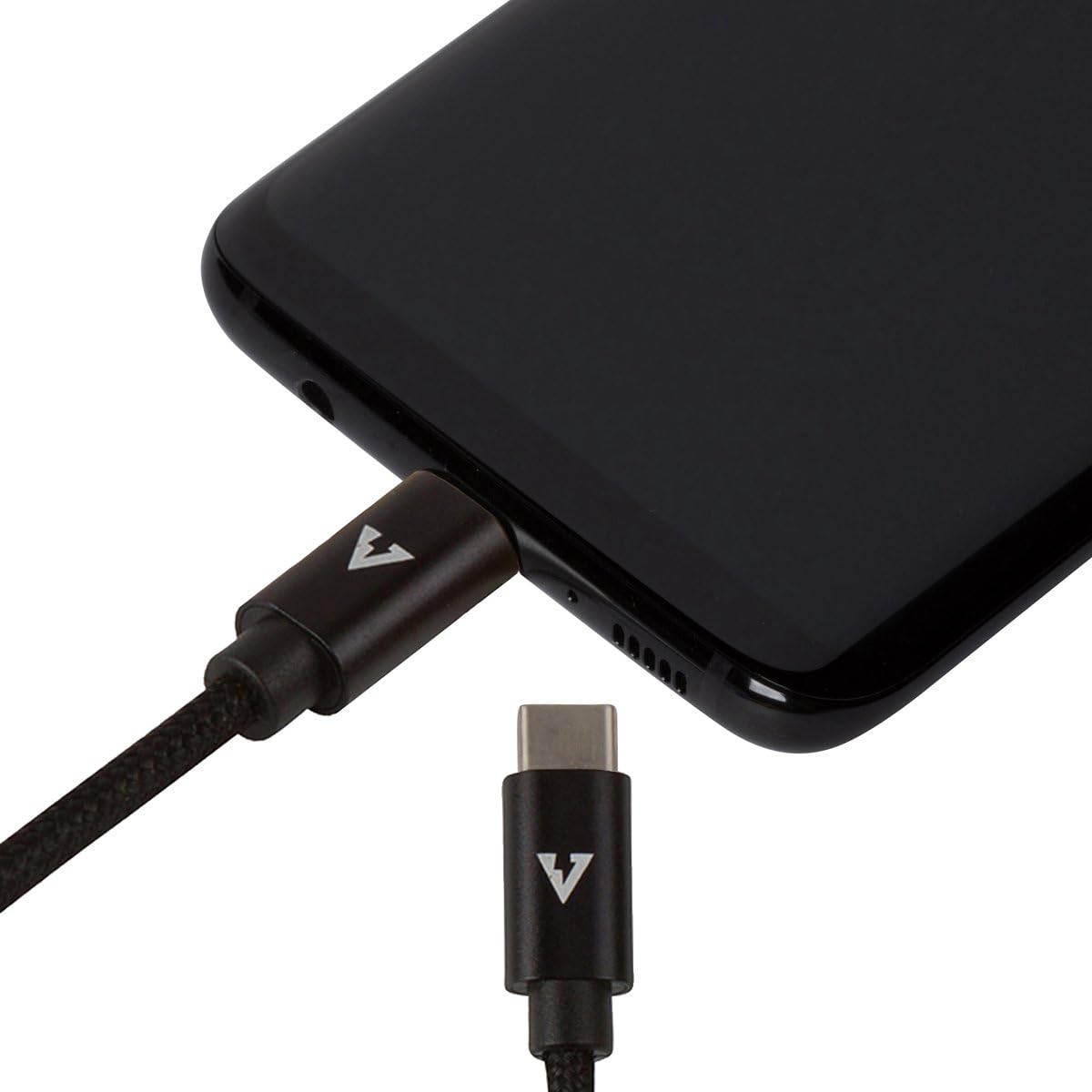 vCharged USB Type C Charger Extra Long 12 FT Charging Cord for Samsung Galaxy S21/A10/A20/A51/S10/S9/S8, Premium Nylon Braided USB Cable (Black)
