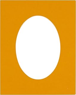 16x24 Mat Bevel Cut for 13x19 Photos - Precut Golden Orange Oval Shaped Photo Mat Board Opening - Acid Free Matte to Protect Your Pictures - Bevel Cut for Family Photos, Pack of 1 Matboard