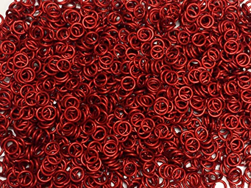 1/2 Pound Red Anodized Aluminum Jump Rings 14G 5/16" ID (850 Rings)