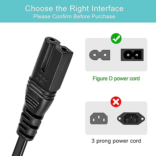 Miniatura 2 de SLLEA Cable de alimentación de CA para Sony Portable CFM-155 CFM165TW CFS-200 CFS-208 CFS-209 CFS-219 CFS-W308 Reproductor de CDMP3 AMFM Cassette