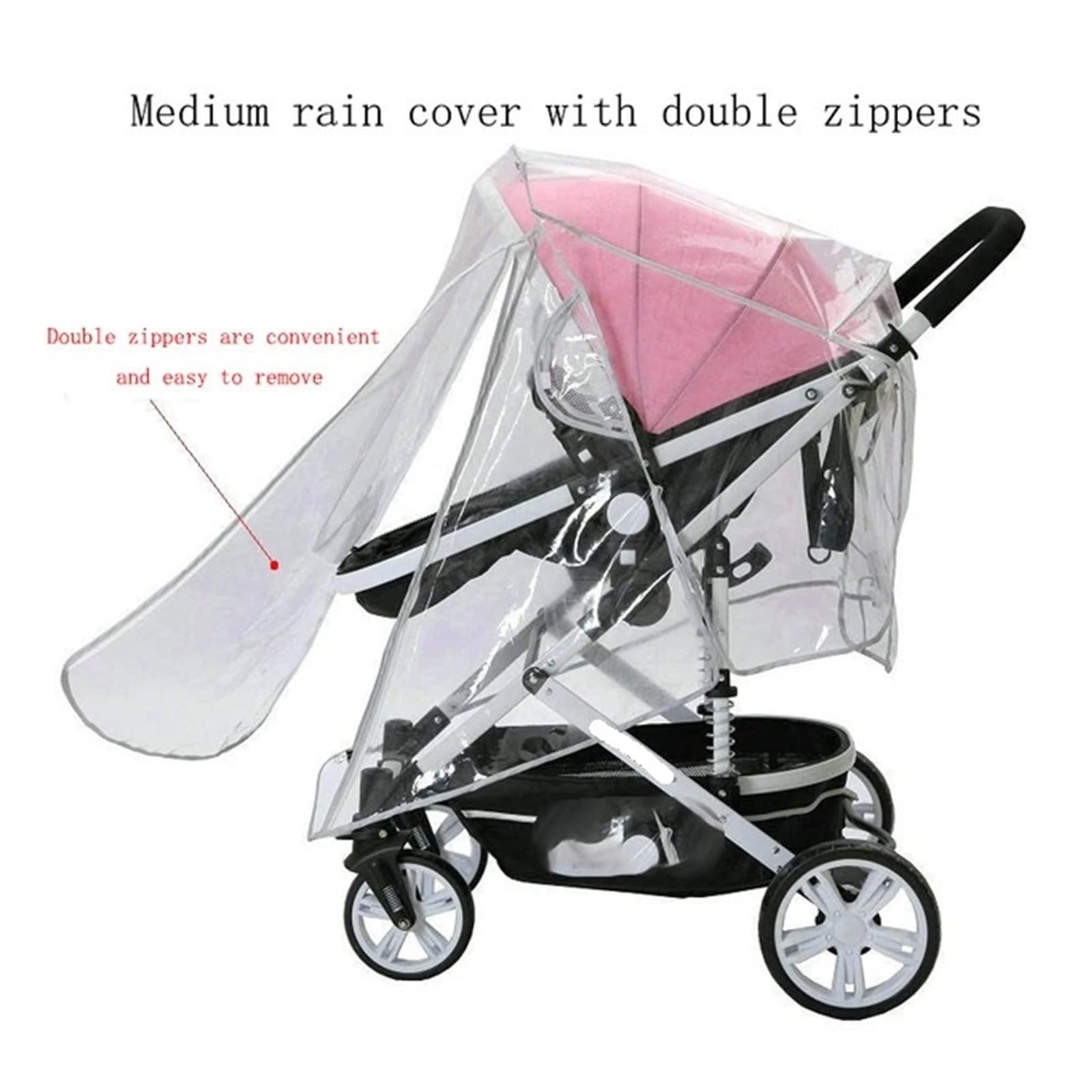 Housse Pluie pour Poussette Housse de Pluie Universelle imperméable for Poussette, Accessoires de Poussette, Pare-Vent Transparent, Fermeture éclair Ouverte for poussettes, imperméable(YJ37801)