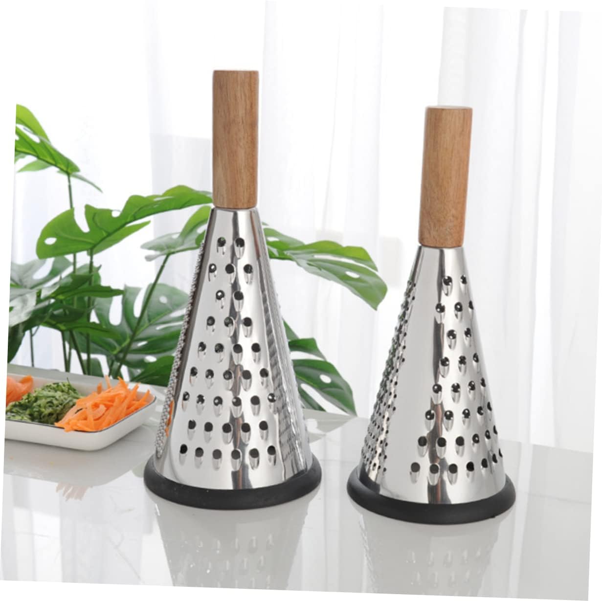 SOLUSTRE 2pcs Manual Stainless Steel Cone Cheese Grater Versatile Kitchen Gadget for Grating Cheese and More for Home Restaurants and Picnics
