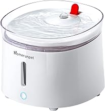 Homerunpet Cat Water Fountain with Porcelain Tray and Self-Cleaning Wireless Pump, Ultra Quiet Water Fountain for Cats and Dogs, Easy to Clean and Assemble, Intelligent LED, 2 L