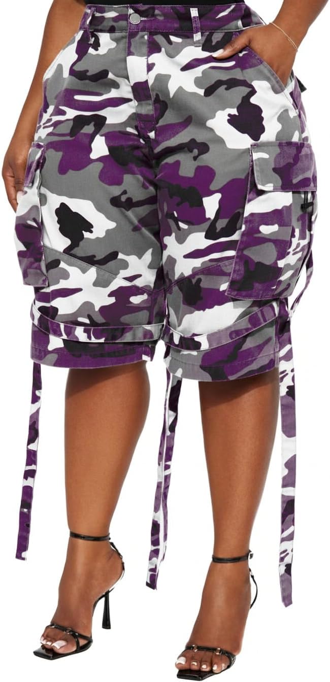 Women Dressy Tassel Bermuda Cargo Short Cotton Knee Length Relaxed Fit Shorts with 4 Pockets
