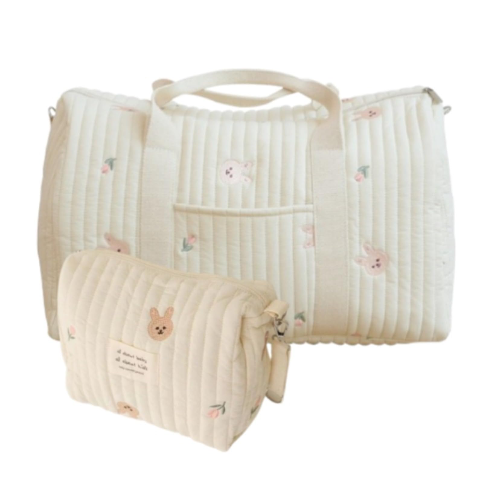 Bolso Parto Hospital Mamá Grande, Bolso Cochecito Set de 2 Piezas, Bebé Cambio, Mommy Bag, Hombro de Algodón con Bordado, Impresión Linda Portátil Universal, A., 1 unidad — view 8