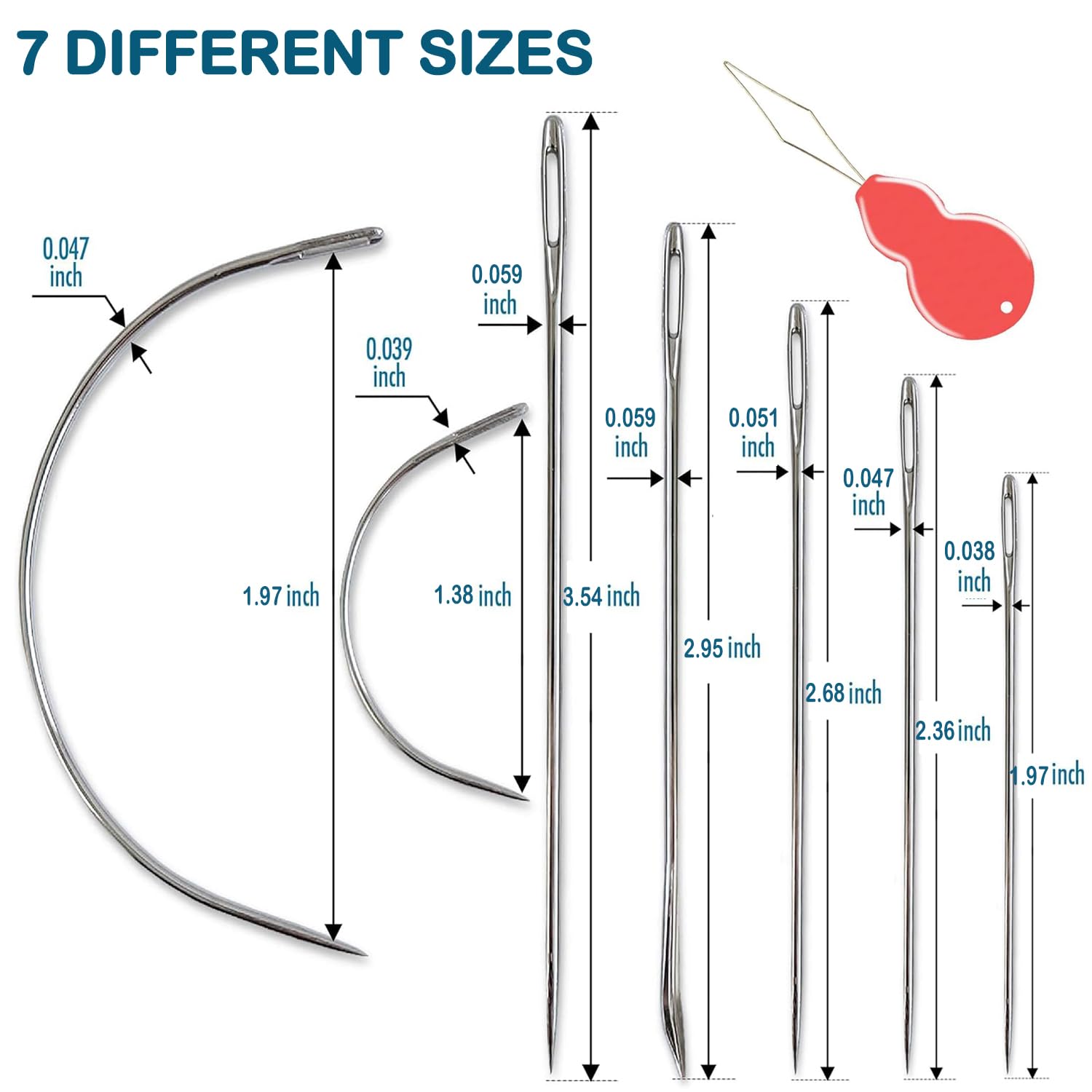 Amazon.com: Pikdmin 7+1 Pcs Heavy Duty Hand Sewing Needles Kit, 5