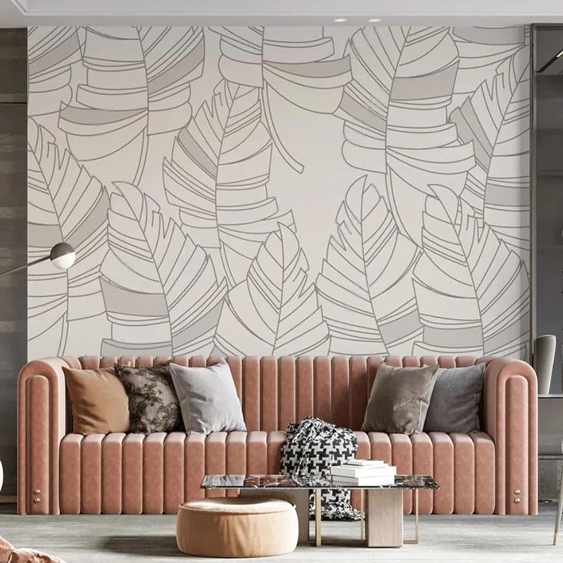 Papier peint 3D feuilles minimalistes pour créer un salon cocooning