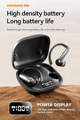 Miniatura 4 de Auriculares inalámbricos con Bluetooth con pantalla LED de 60 horas de reproducción, gancho sobre la oreja con micrófono, sonido estéreo, controles