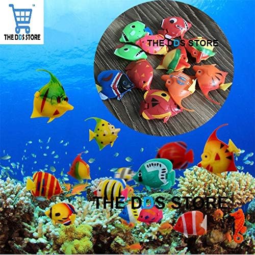 The DDS Store 10pcs Plastic Artificial Moving Floating Fishes Ornament Decorations for Aquarium Fish Tank (Random Color Pattern)