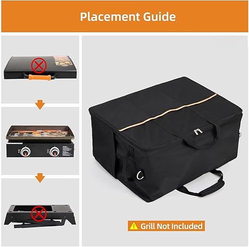 Miniatura 6 de Bolsa de transporte acolchada para parrilla Blackstone de 22 pulgadas sin capucha, 600D resistente al agua al aire libre, bolsa de transporte para