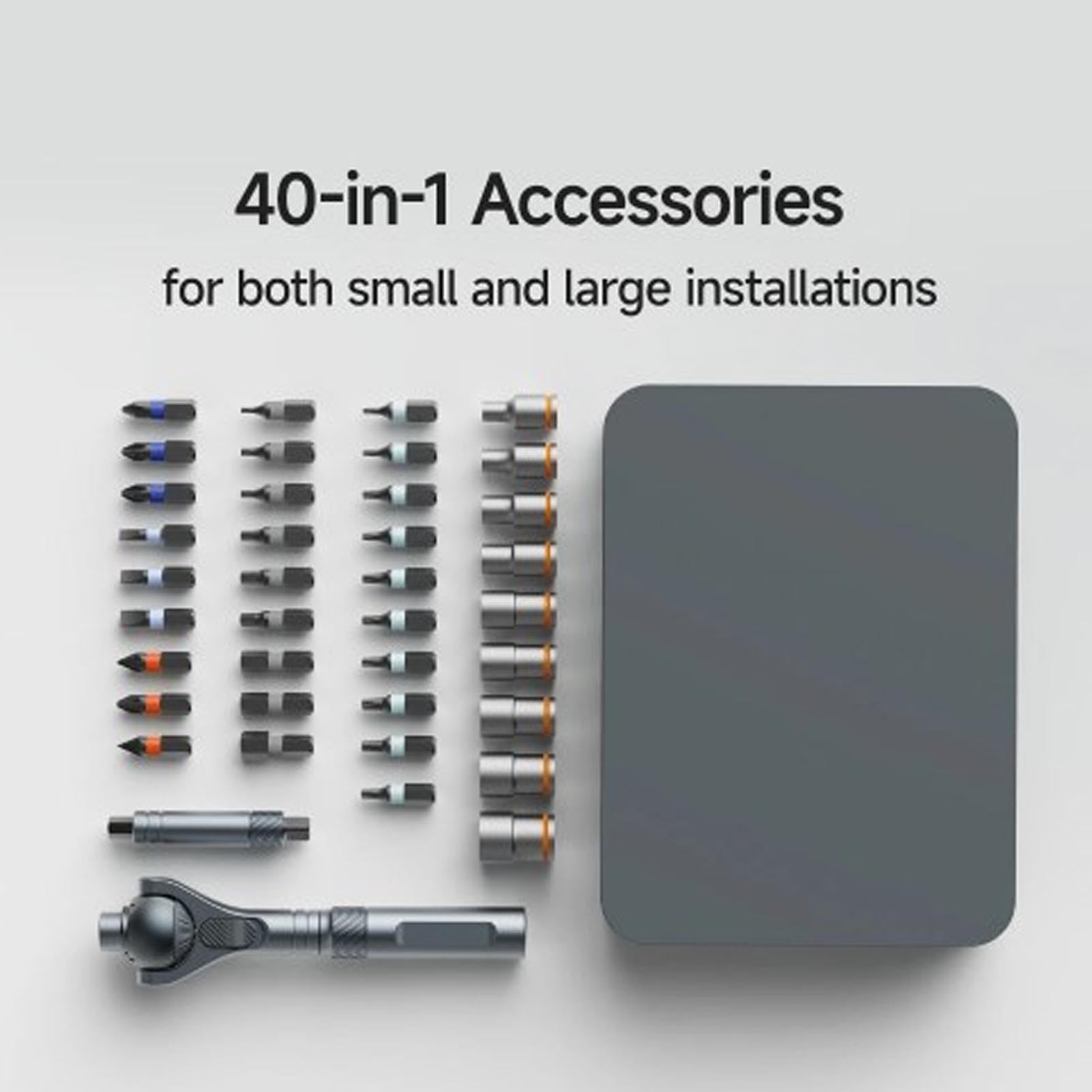 Luocute 40 en 1 Ajustes de Destornilladores Magnéticos, 45 Dientes Precisos de 180 ° de Destornilladores de Trinquete Universal, Accionamiento Magnético de Múltiples Bits, Kit de
