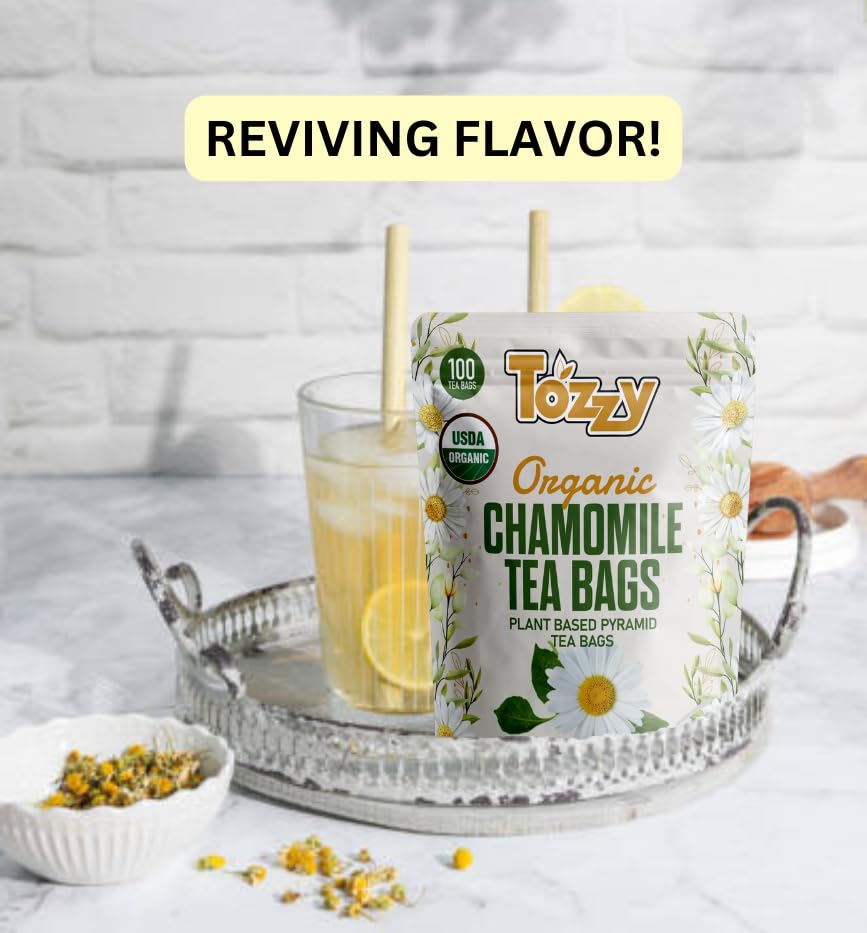 Miniatura 6 de Tozzy Té orgánico de manzanilla - 100 bolsas  Bolsas de té piramidales a base de plantas  Respetuoso con el medio ambiente  Ingrediente puro