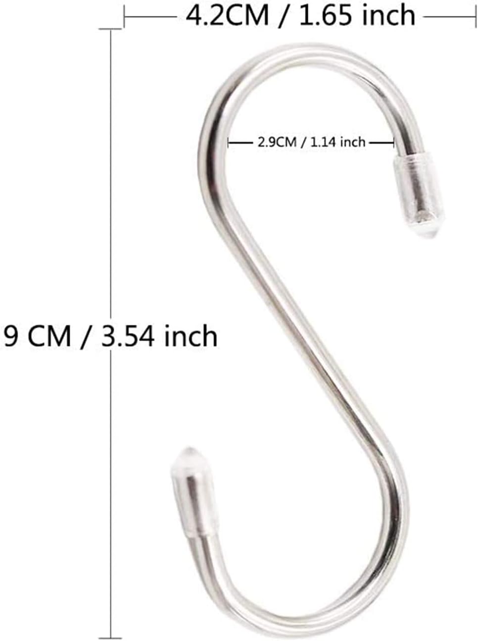 JINHEZO Premium 10-Pack Larger Round S Shaped Hooks in Polished Stainless Steel Metal, Hangers Hanging Hooks for Kitchen, Work Shop, Bathroom, Garden, Kitchenware Pots Utensils, Clothes, Bags, Towels