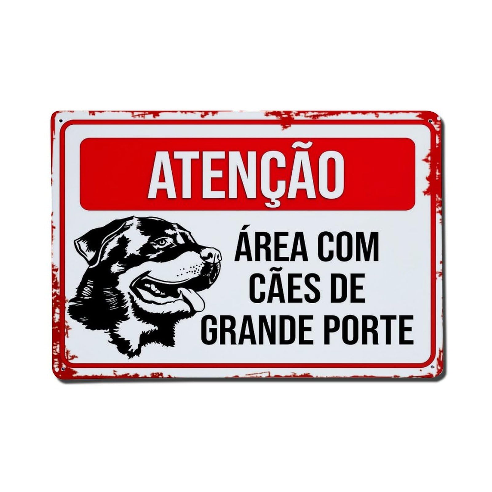 Caution Area With Large Dogs Metal Tin Sign Plaque