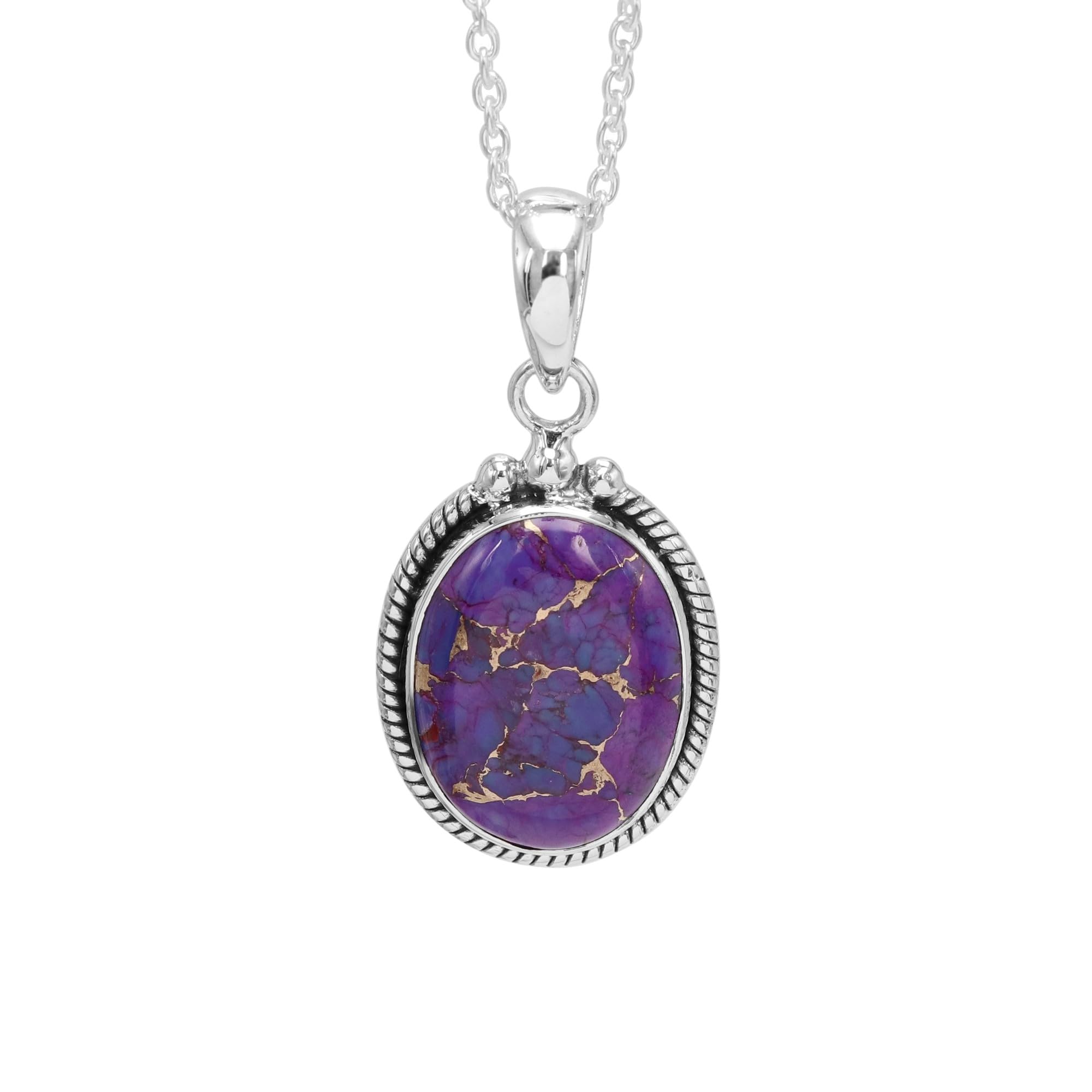 Collier pendentif pierre de naissance décembre turquoise en argent - 8