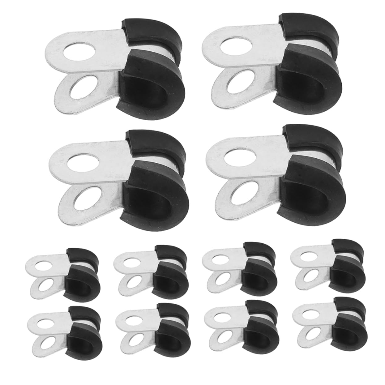 Mipcase 100 Pezzi Morsetti in Acciaio Inox a Forma di R Rivestimento in Plastica, Morsetti per Cavi Isolati Facili da Usare per Uffici e Fabbriche, Diametro Foro 6,3mm