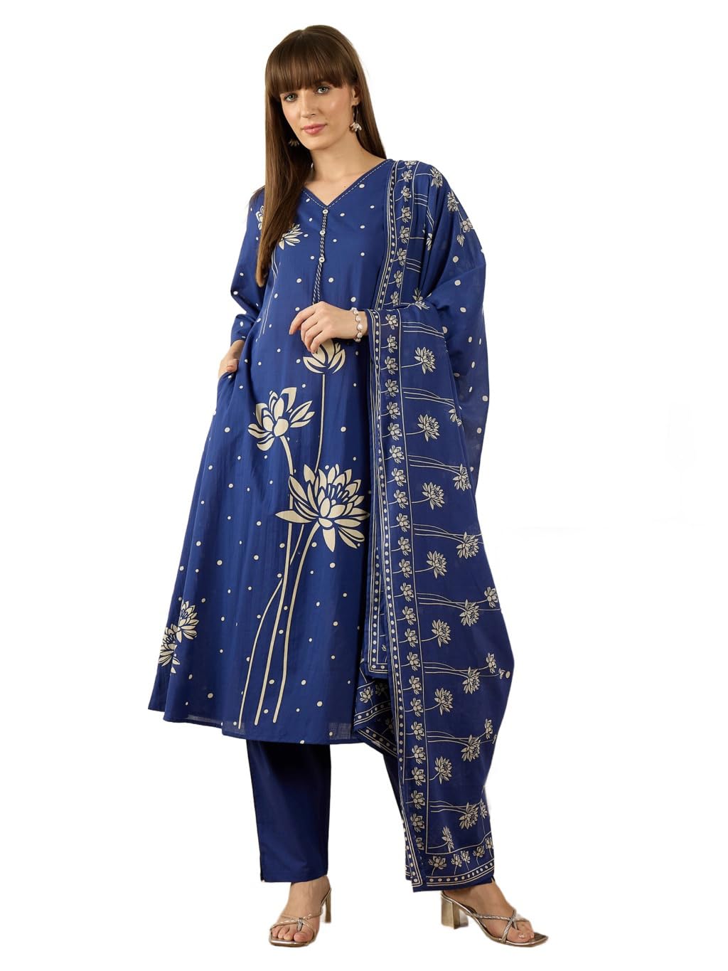 indo era Women Pure Cotton Kurta Set with Dupatta | Festive Suit Set, 11806-picture-40
