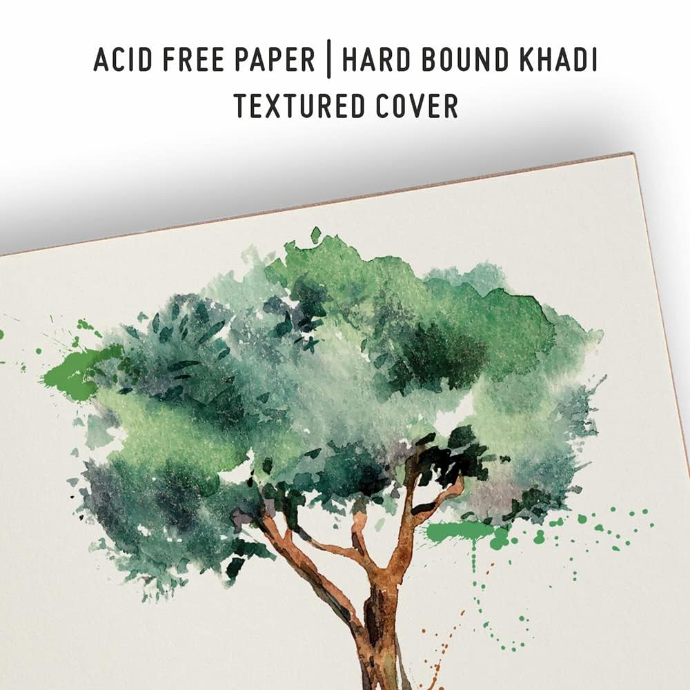 Anupam Sketche Khadi (Cover) Hardcover Sketch Book A5 | 40 Sheets / 80 Pages | 200 GSM Acid-Free Cartridge Paper | Good for Marker Watercolor, Alcohol Markers, Acrylic, Ink, Oil Pastel, Pencil (Landscape) 3