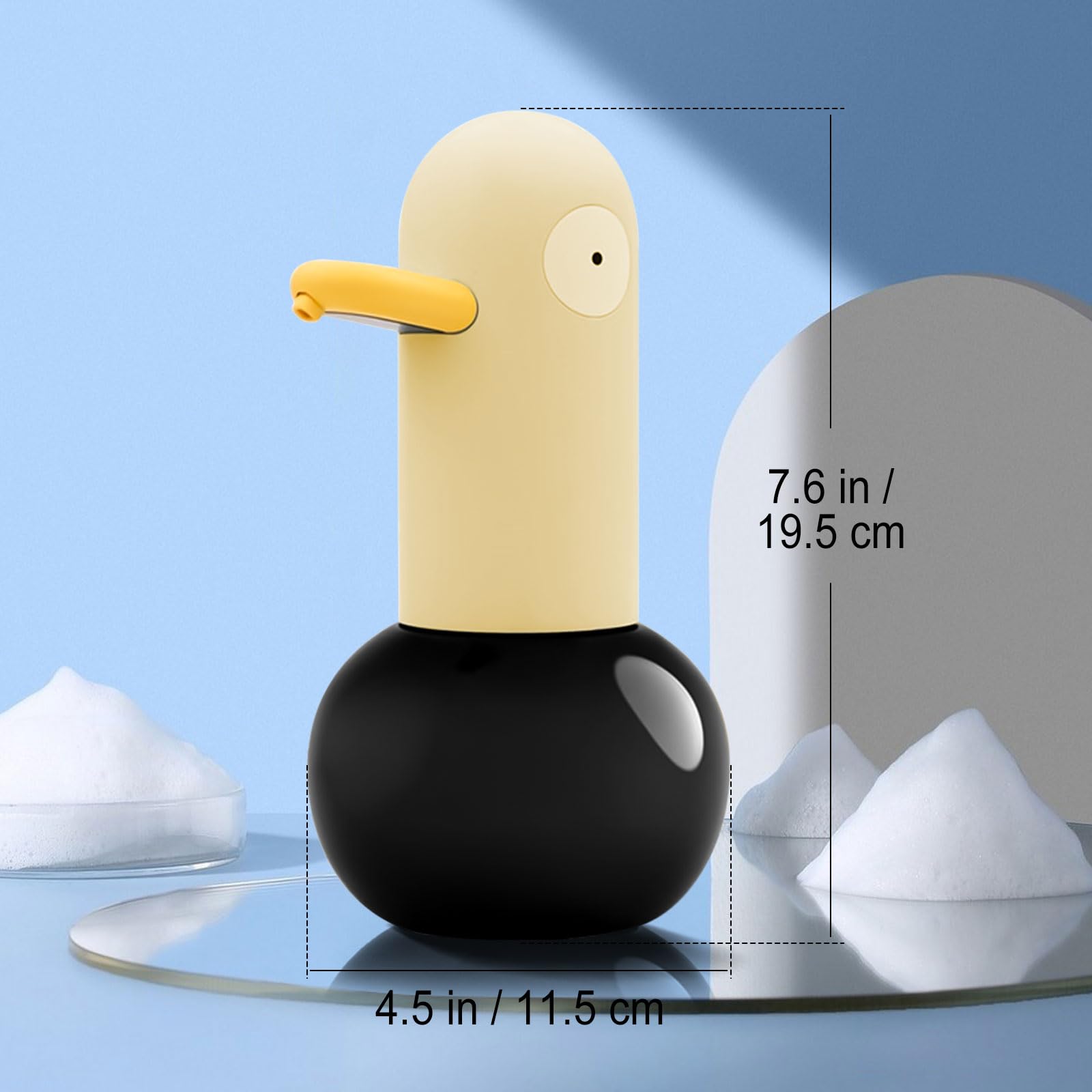 Automatischer Seifenspender, berührungslos, niedliche Ente, berührungslos, schäumender Handseifenspender, 400 ml, wiederaufladbarer Seifenspender für Badezimmer, Küche (2 Stück)