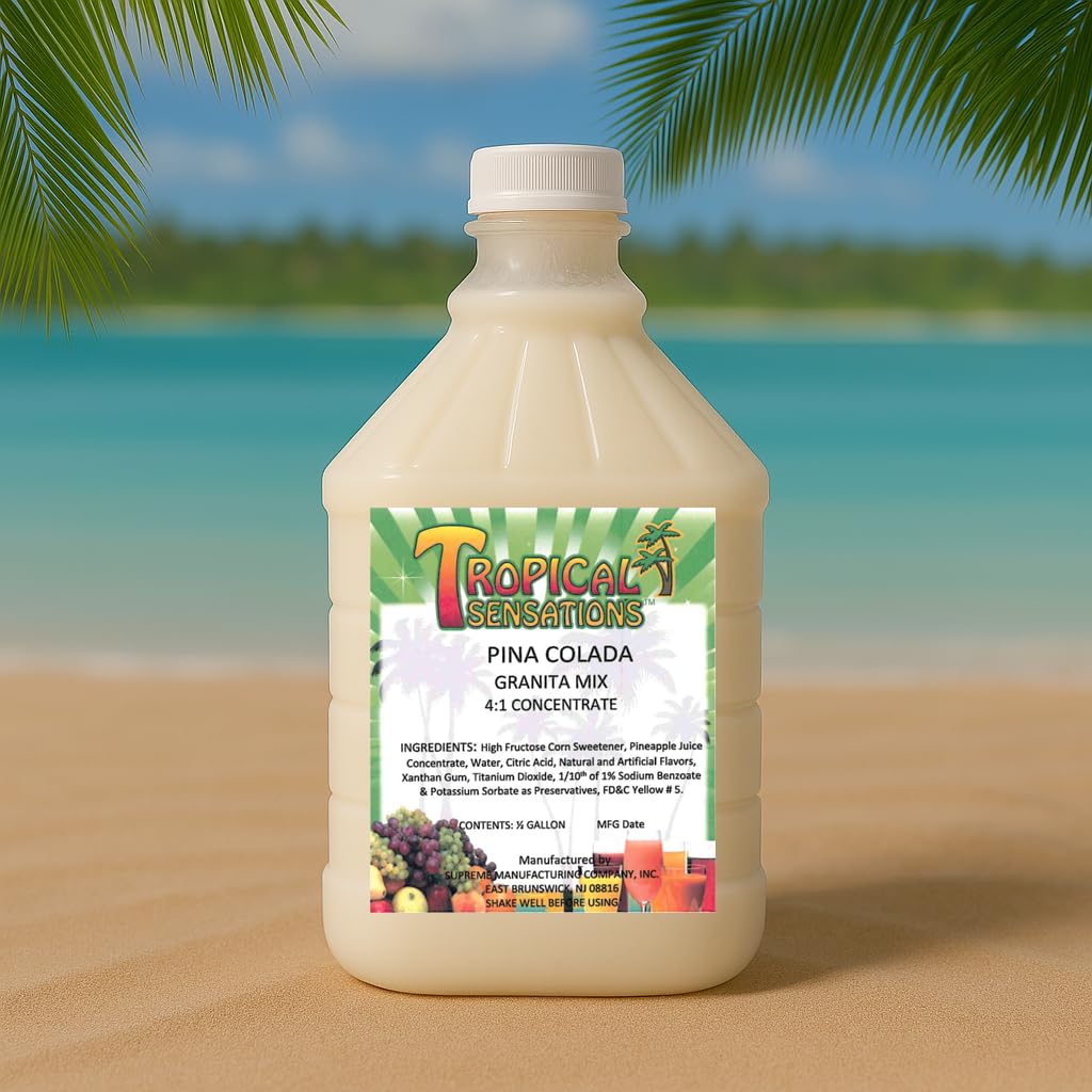 Tropical Sensations Pina Colada Granita Slushie Mix – 64 oz Bottle – Non-Alcoholic Frozen Drink Mix for Slush Machines