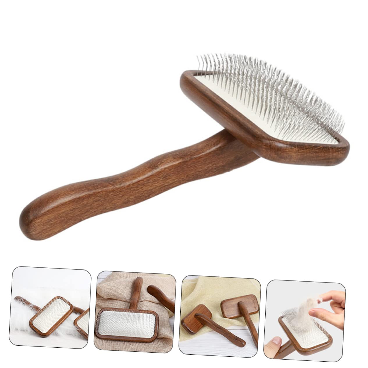 Peine de Madera Portátil para Perros y Gatos Eliminación de Pelos Sueltos, Diseño Antideslizante y Uso Hogar para Cuidado y Belleza