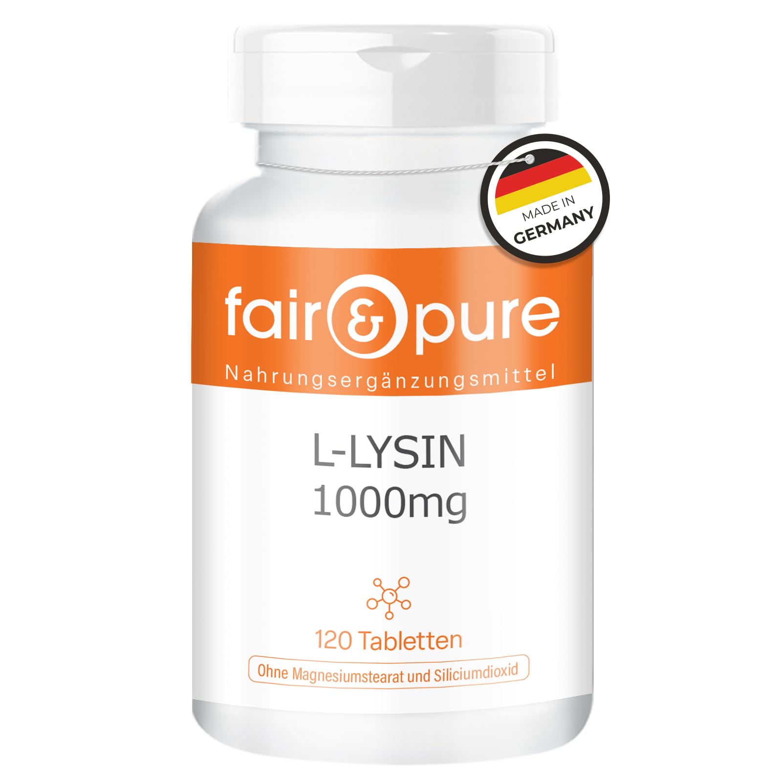Fair & Pure® - L-Lysine comprimés - 1000mg - hautement dosé - vegan - 120 comprimés